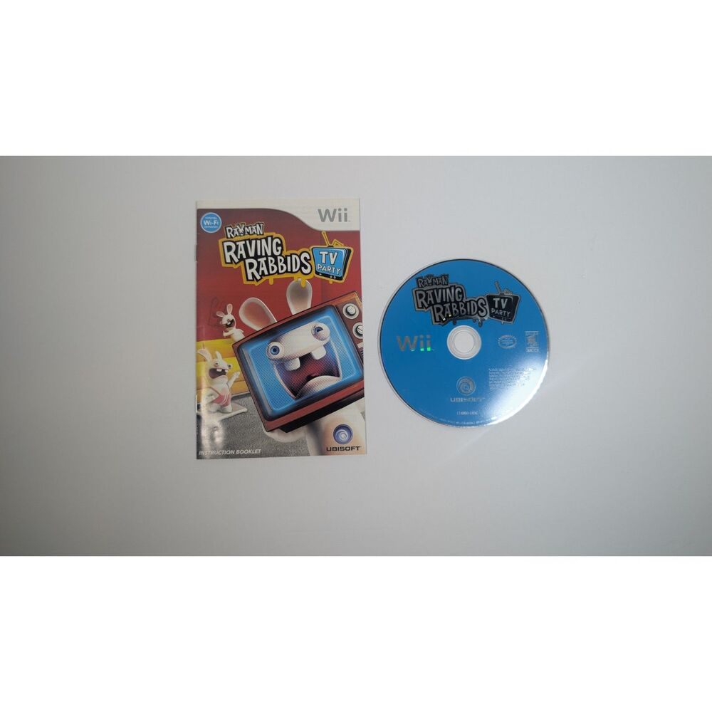 Rayman Raving Rabbids: TV Party (Nintendo Wii, 2008) Disc & Manual Tested, Clean